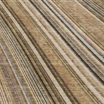 8' X 10' Taupe Beige And Brown Striped Washable Indoor Outdoor Area Rug