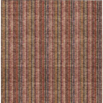 9' X 12' Blush Burgundy And Pink Striped Washable Indoor Outdoor Area Rug