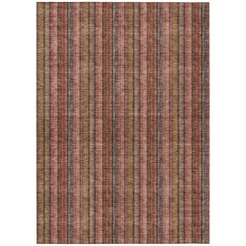 9' X 12' Blush Burgundy And Pink Striped Washable Indoor Outdoor Area Rug