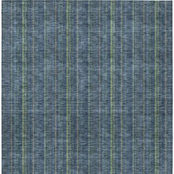 3' X 5' Blue Denim Blue And Mint Green Striped Washable Indoor Outdoor Area Rug