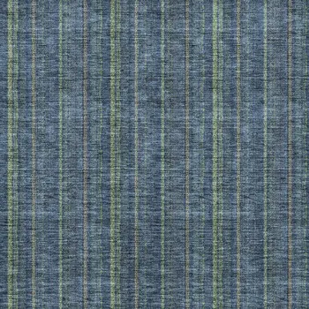 3' X 5' Blue Denim Blue And Mint Green Striped Washable Indoor Outdoor Area Rug