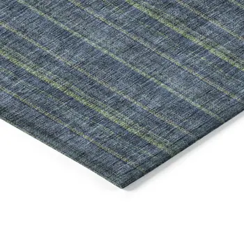 5' X 8' Blue Denim Blue And Mint Green Striped Washable Indoor Outdoor Area Rug