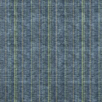 9' X 12' Blue Denim Blue And Mint Green Striped Washable Indoor Outdoor Area Rug