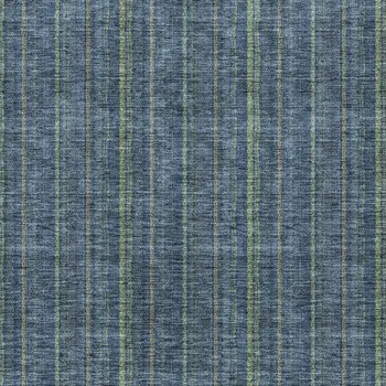 10' X 14' Blue Denim Blue And Mint Green Striped Washable Indoor Outdoor Area Rug