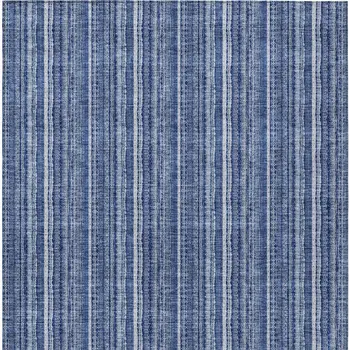 3' X 5' Denim Blue And Ivory Striped Washable Indoor Outdoor Area Rug