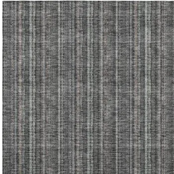 8' X 10' Gray And Silver Striped Washable Indoor Outdoor Area Rug