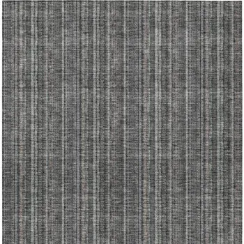 10' X 14' Gray And Silver Striped Washable Indoor Outdoor Area Rug