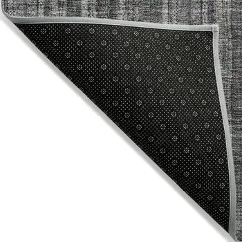 10' X 14' Gray And Silver Striped Washable Indoor Outdoor Area Rug