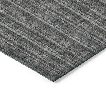 10' X 14' Gray And Silver Striped Washable Indoor Outdoor Area Rug