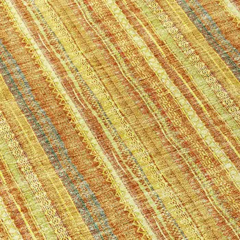 8' Gold And Copper Round Striped Washable Indoor Outdoor Area Rug