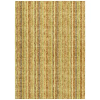 10' X 14' Gold And Copper Striped Washable Indoor Outdoor Area Rug