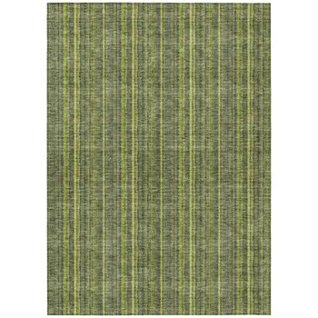 5' X 8' Olive Green And Lime Green Striped Washable Indoor Outdoor Area Rug