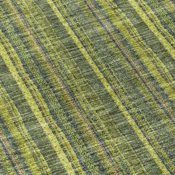 8' Olive Green And Lime Green Round Striped Washable Indoor Outdoor Area Rug