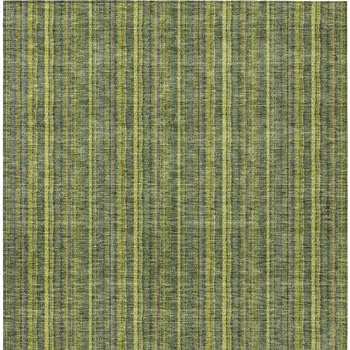 8' X 10' Olive Green And Lime Green Striped Washable Indoor Outdoor Area Rug