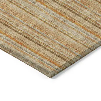 3' X 5' Peach Orange And Rust Striped Washable Indoor Outdoor Area Rug