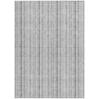 5' X 8' Silver And Gray Striped Washable Indoor Outdoor Area Rug