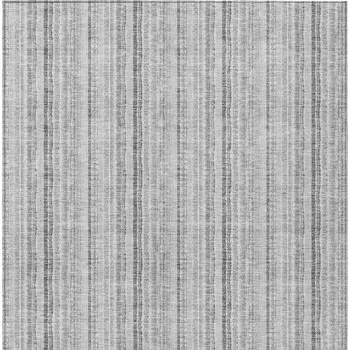 10' X 14' Silver And Gray Striped Washable Indoor Outdoor Area Rug