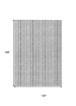 10' X 14' Silver And Gray Striped Washable Indoor Outdoor Area Rug