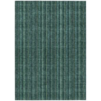 3' X 5' Teal Blue Aqua And Mint Green Striped Washable Indoor Outdoor Area Rug