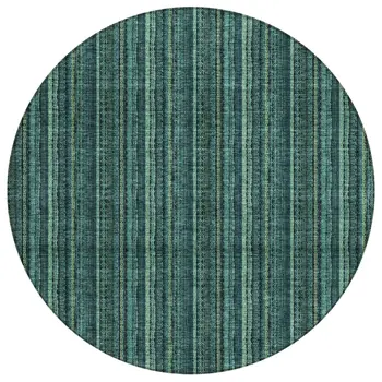 8' Teal Blue Aqua And Mint Green Round Striped Washable Indoor Outdoor Area Rug
