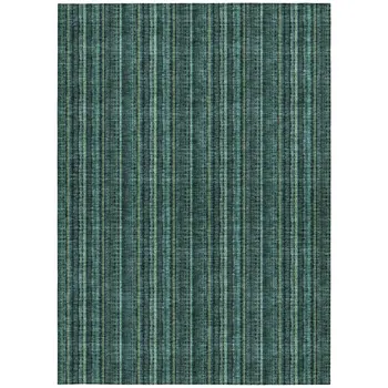8' X 10' Teal Blue Aqua And Mint Green Striped Washable Indoor Outdoor Area Rug