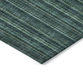 8' X 10' Teal Blue Aqua And Mint Green Striped Washable Indoor Outdoor Area Rug