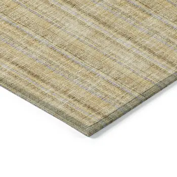 5' X 8' Wheat Gold And Gray Striped Washable Indoor Outdoor Area Rug