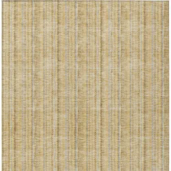 8' X 10' Wheat Gold And Gray Striped Washable Indoor Outdoor Area Rug