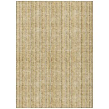 8' X 10' Wheat Gold And Gray Striped Washable Indoor Outdoor Area Rug