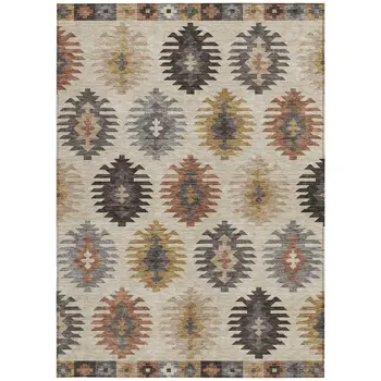 3' X 5' Beige Copper And Gray Southwestern Washable Indoor Outdoor Area Rug