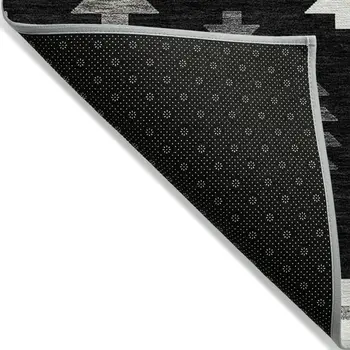 10' X 14' Black Ivory And Taupe Southwestern Washable Indoor Outdoor Area Rug