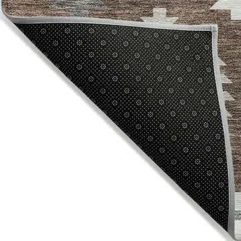 10' X 14' Brown Ivory And Taupe Southwestern Washable Indoor Outdoor Area Rug