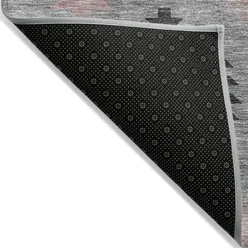 9' X 12' Gray Mauve And Charcoal Southwestern Washable Indoor Outdoor Area Rug