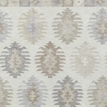 3' X 5' Ivory Khaki And Gray Southwestern Washable Indoor Outdoor Area Rug
