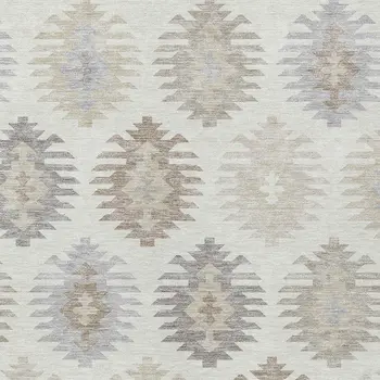 10' X 14' Ivory Khaki And Gray Southwestern Washable Indoor Outdoor Area Rug