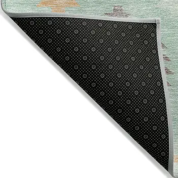 8' X 10' Mint Green Taupe And Peach Southwestern Washable Indoor Outdoor Area Rug