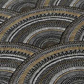 3' X 5' Black Ivory And Gold Geometric Washable Indoor Outdoor Area Rug