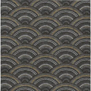 8' X 10' Black Ivory And Gold Geometric Washable Indoor Outdoor Area Rug