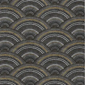 8' X 10' Black Ivory And Gold Geometric Washable Indoor Outdoor Area Rug