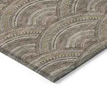 3' X 5' Brown Beige And Taupe Geometric Washable Indoor Outdoor Area Rug
