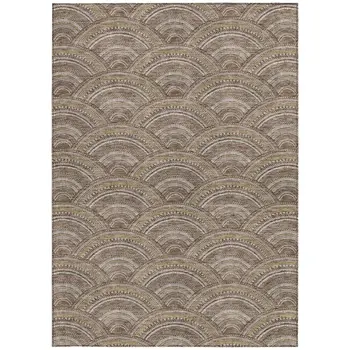 8' X 10' Brown Beige And Taupe Geometric Washable Indoor Outdoor Area Rug