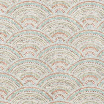 5' X 8' Linen Orange And Ivory Geometric Washable Indoor Outdoor Area Rug