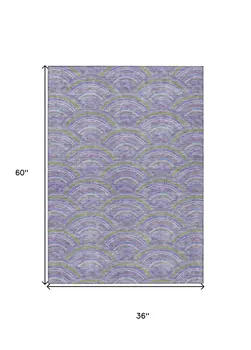 3' X 5' Lavender Sage And Ivory Geometric Washable Indoor Outdoor Area Rug