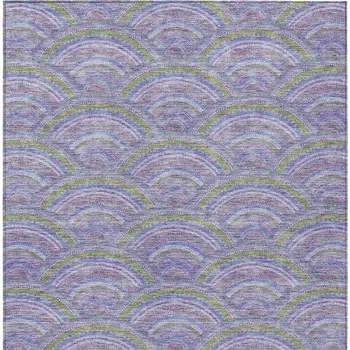 5' X 8' Lavender Sage And Ivory Geometric Washable Indoor Outdoor Area Rug