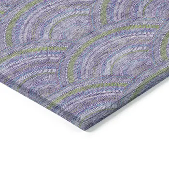 8' X 10' Lavender Sage And Ivory Geometric Washable Indoor Outdoor Area Rug