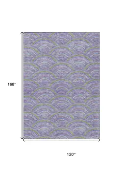 10' X 14' Lavender Sage And Ivory Geometric Washable Indoor Outdoor Area Rug