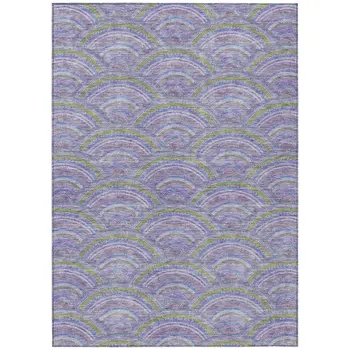 10' X 14' Lavender Sage And Ivory Geometric Washable Indoor Outdoor Area Rug