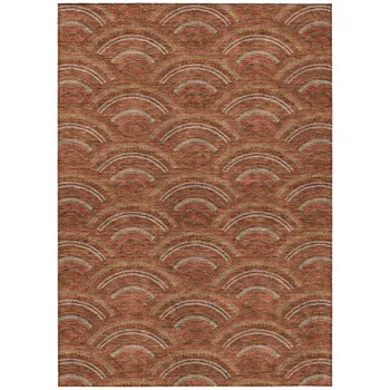 8' X 10' Orange Gold And Ivory Geometric Washable Indoor Outdoor Area Rug