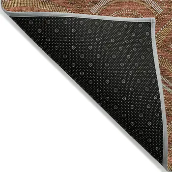 9' X 12' Orange Gold And Ivory Geometric Washable Indoor Outdoor Area Rug
