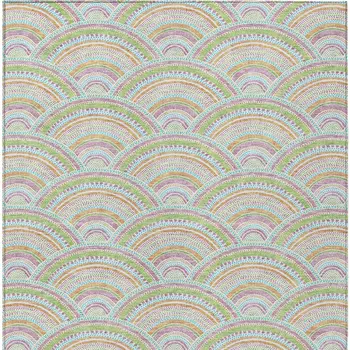 3' X 5' Pearl Orange And Purple Geometric Washable Indoor Outdoor Area Rug